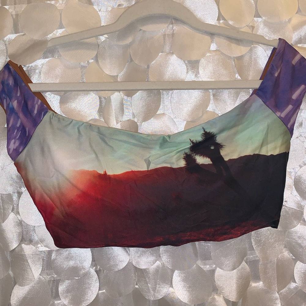 Desert Print Crop Top Off the Shoulder Swim Top